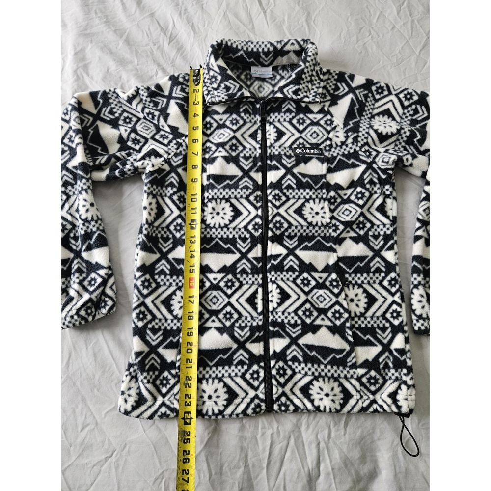 Columbia Women's Small Benton Springs Printed Full Zip Fleece Jacket Black White - Picture 5 of 6